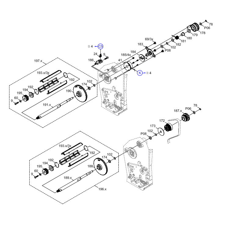 Right Hand Unit - Ribbon Hubs